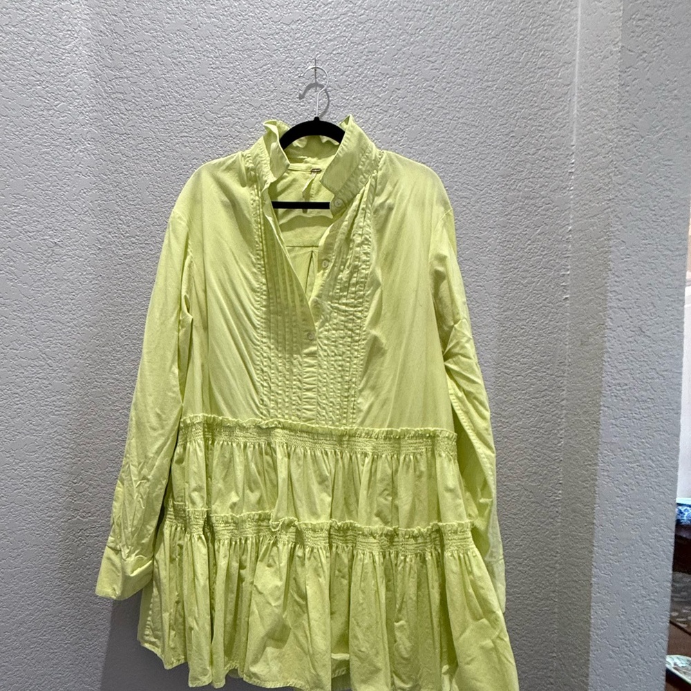 Anthro Lime Green Dress with Ruffles